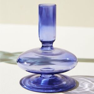 Anthropologie Indigo Glass Candle Holders - Set of 2